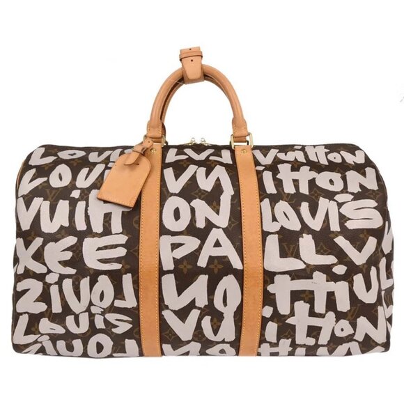 Louis Vuitton White Monogram Graffiti Keepall 50 Duffle Bag - Picture 1 of 10
